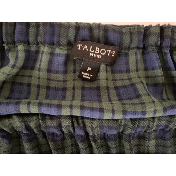 Talbot's Woman Petite Size Semi Sheer Black Watch Plaid Blouse LS Holidays - Picture 2 of 4